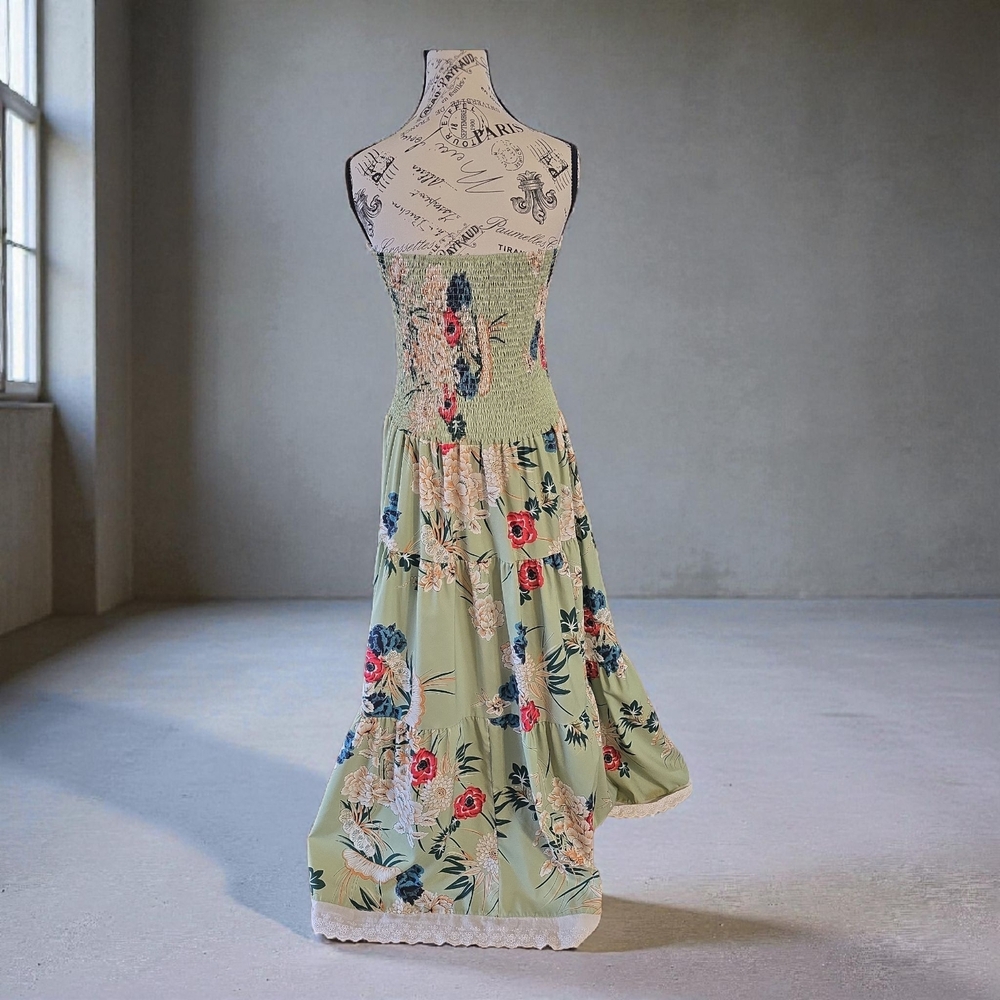 CBR Strapless Sage Green Floral Maxi Dress - Picture 2 of 6